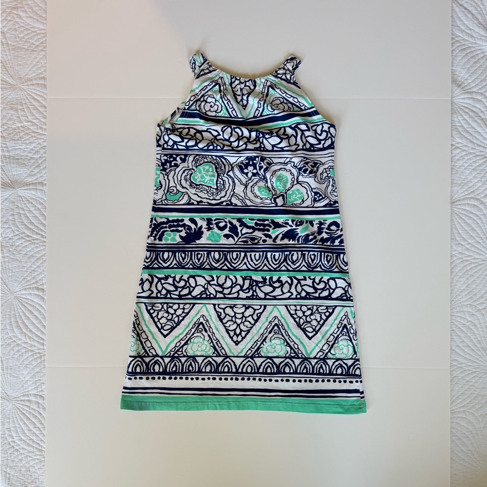Barbara Gerwit Engineered Knit Dress Sleeveless Halter Neck, Navy | Small